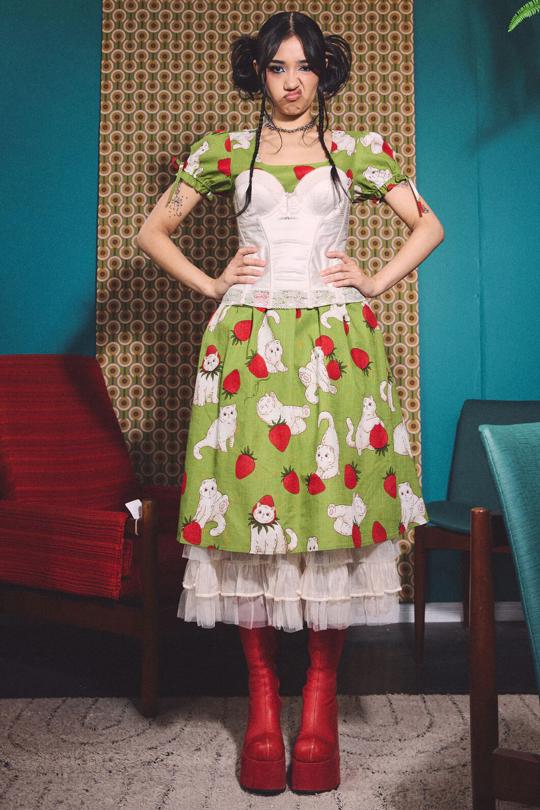Strawberry Cat Repeat Dress - Image 6