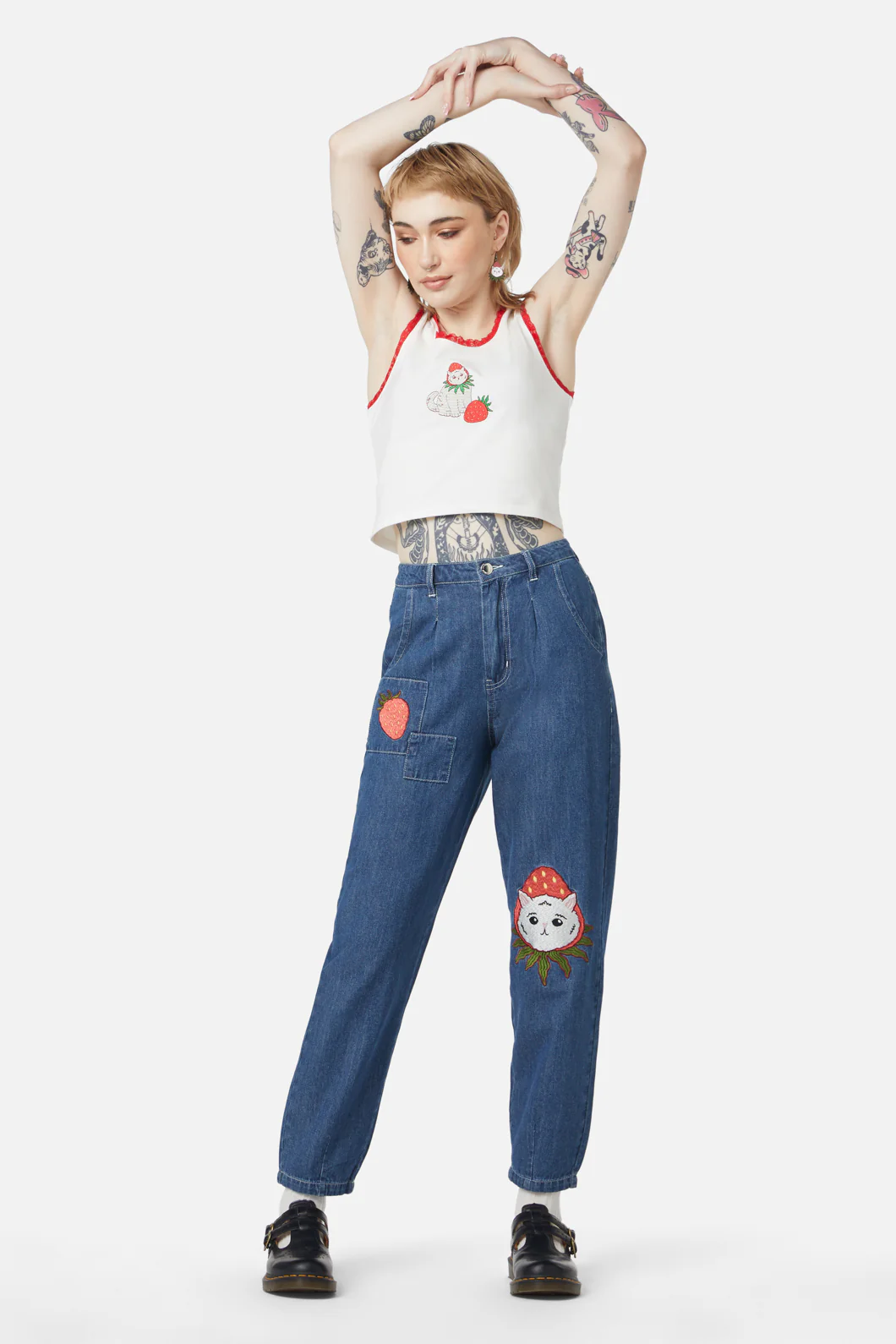 Strawberry Patch Peg Leg Jeans - Image 2