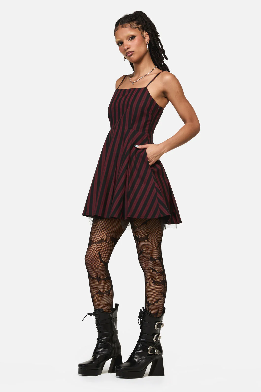 Sucker Pinstripe Goth Dress - Image 3