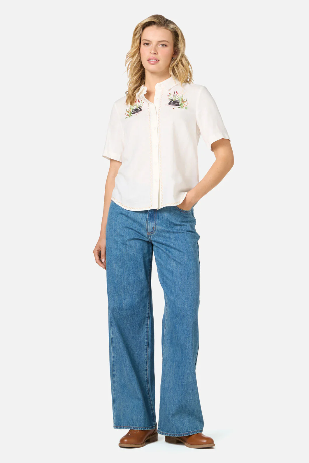 Swan Embroidered Shirt - Image 2