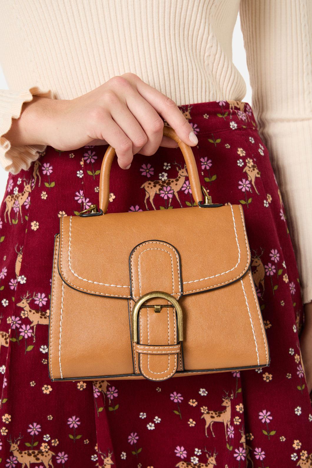 Tan Buckle Handbag - Image 4