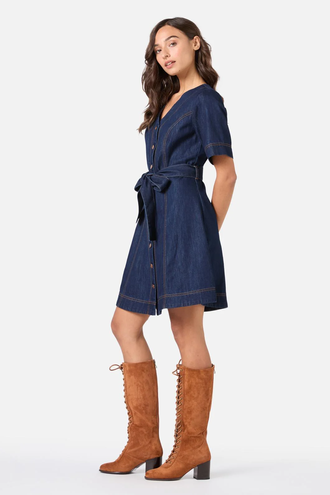 Tegan Denim Mini Dress - Image 3