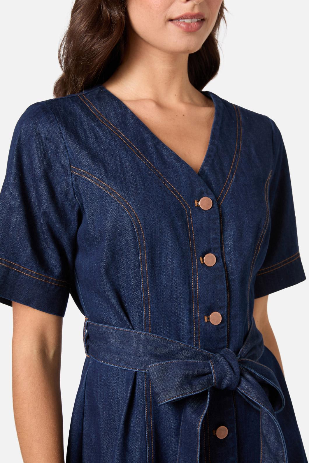 Tegan Denim Mini Dress - Image 5
