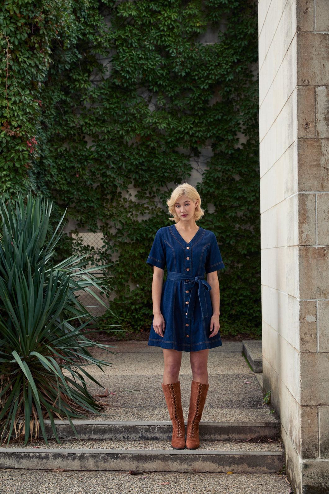 Tegan Denim Mini Dress - Image 6