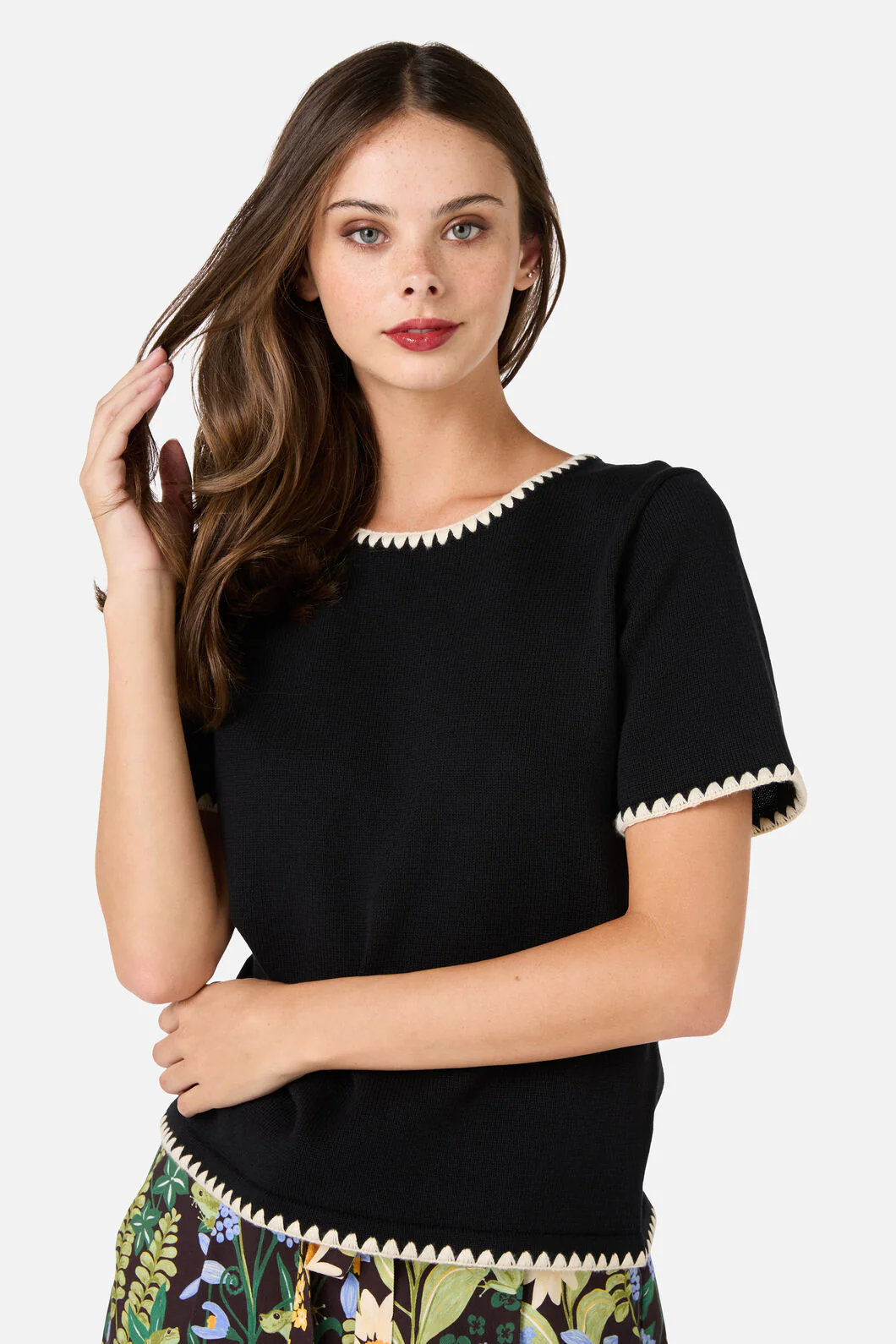 Tess Blanket Stitch Knit Top - Image 2