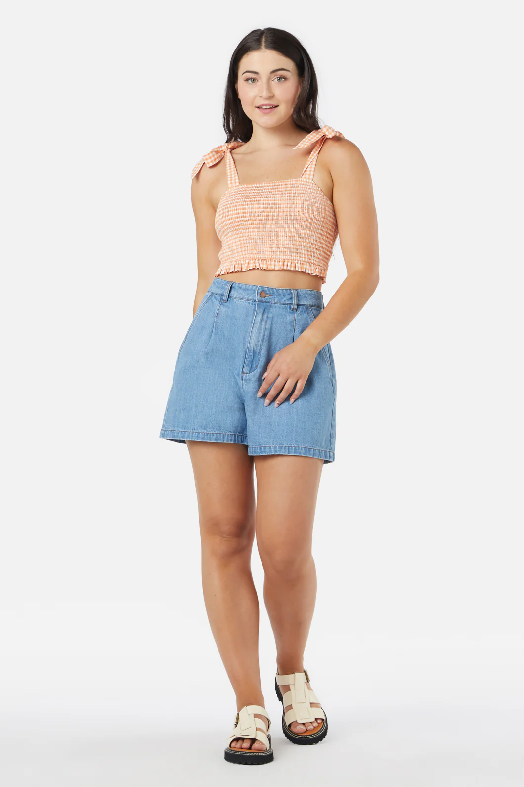 Tessa Check Shirred Top - Image 14