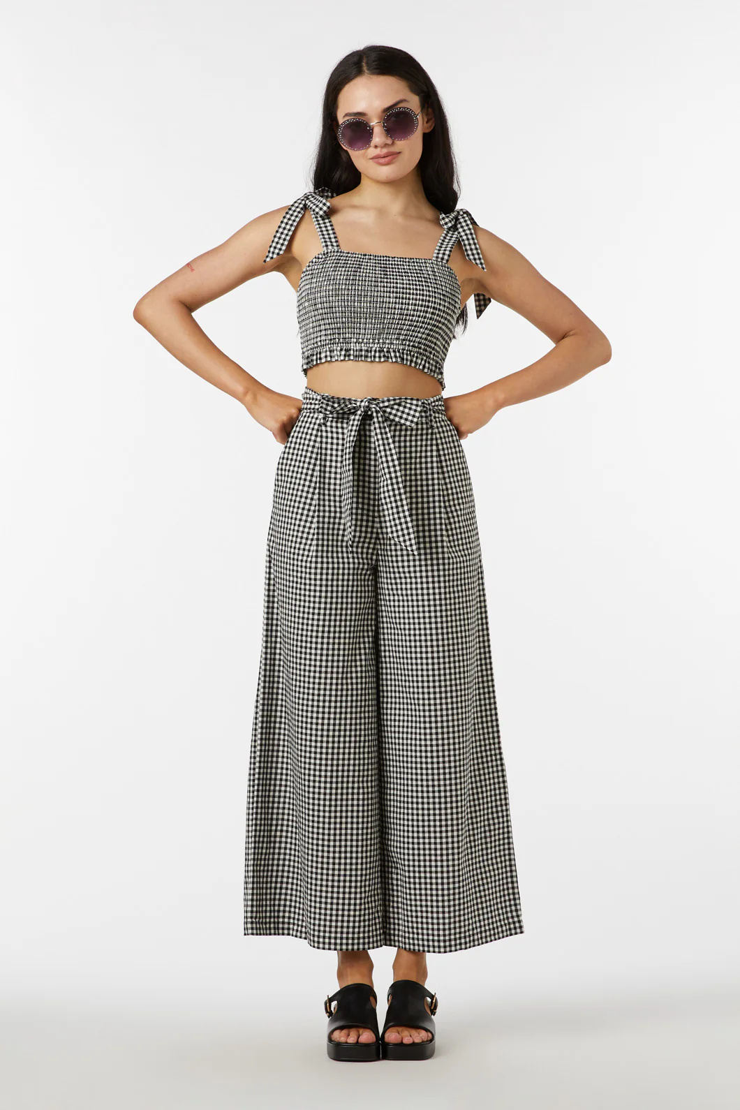 Tessa Check Shirred Top - Image 7