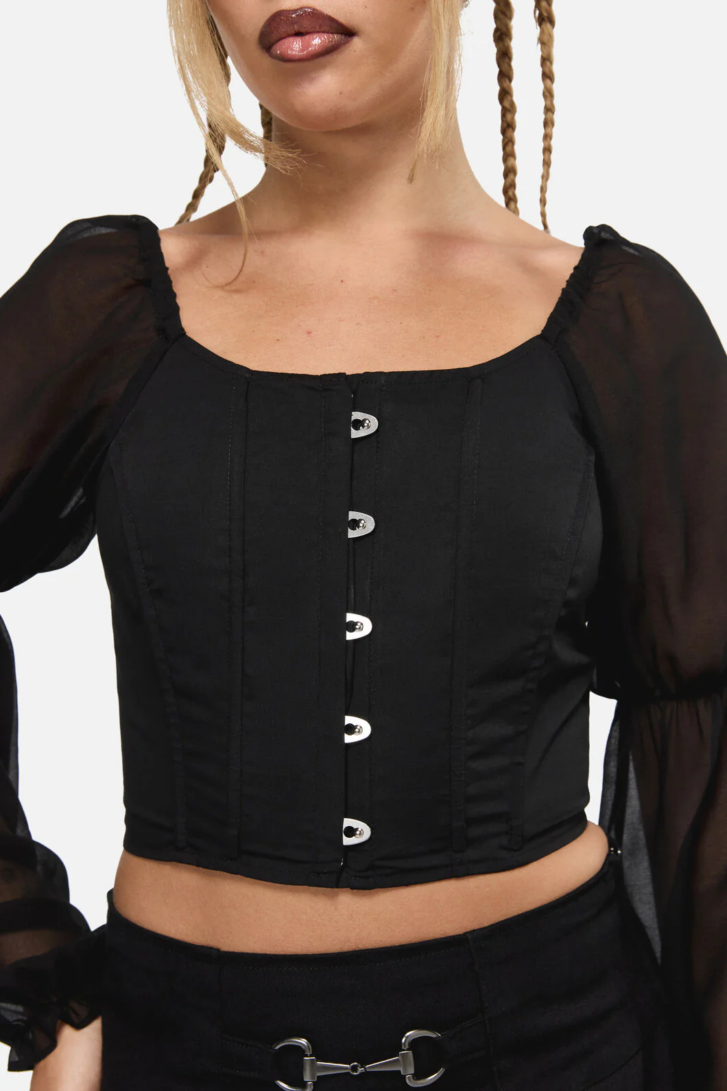 The Adorned Ruffle Corset Blouse - Image 11