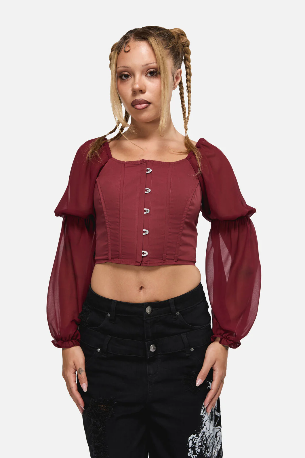 The Adorned Ruffle Corset Blouse - Image 13