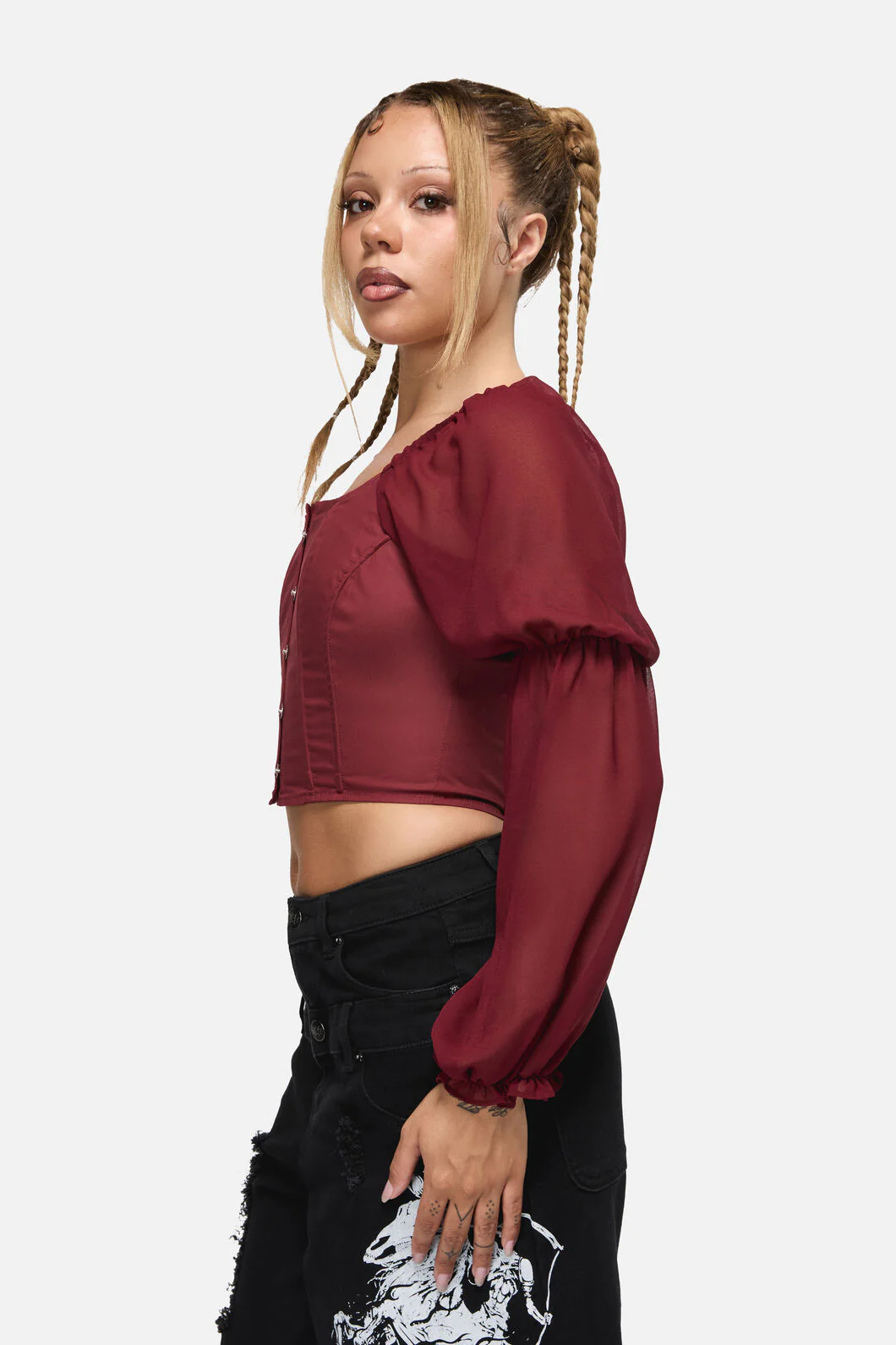 The Adorned Ruffle Corset Blouse - Image 14