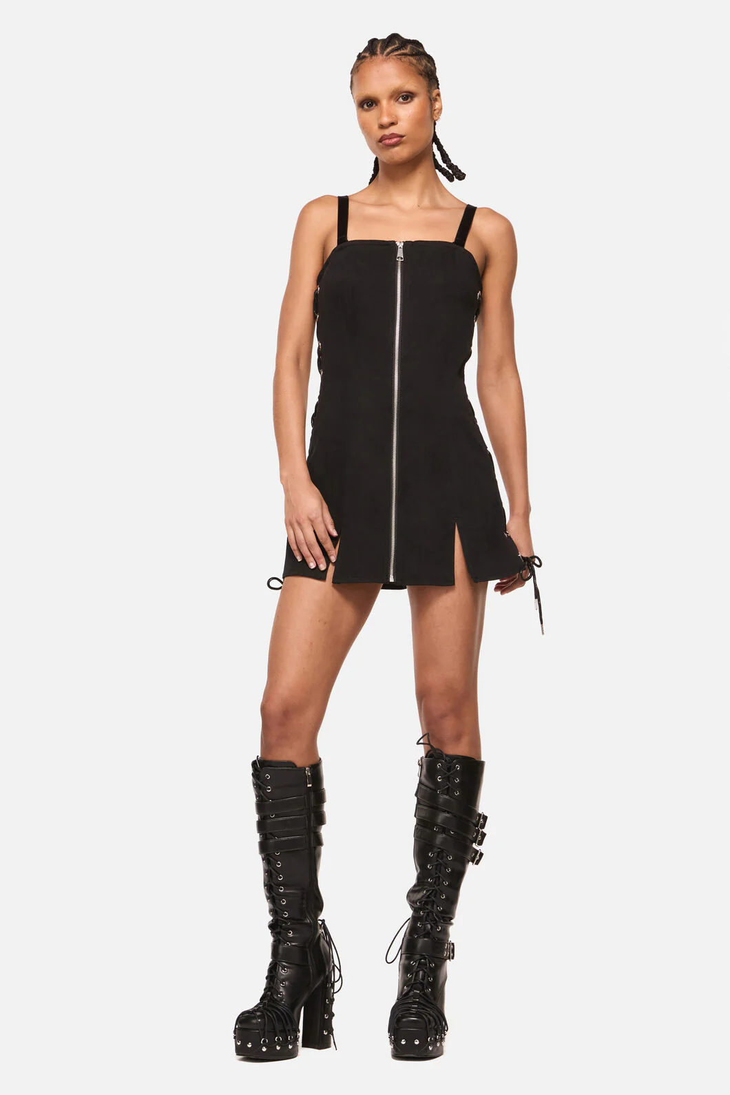 Thunder Denim Zip Mini Dress