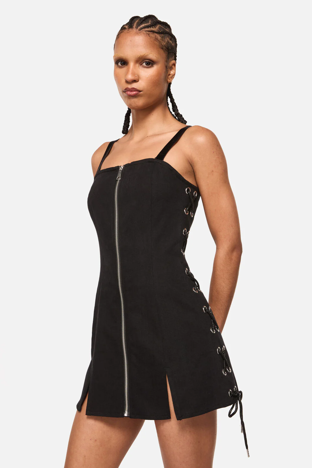 Thunder Denim Zip Mini Dress - Image 2