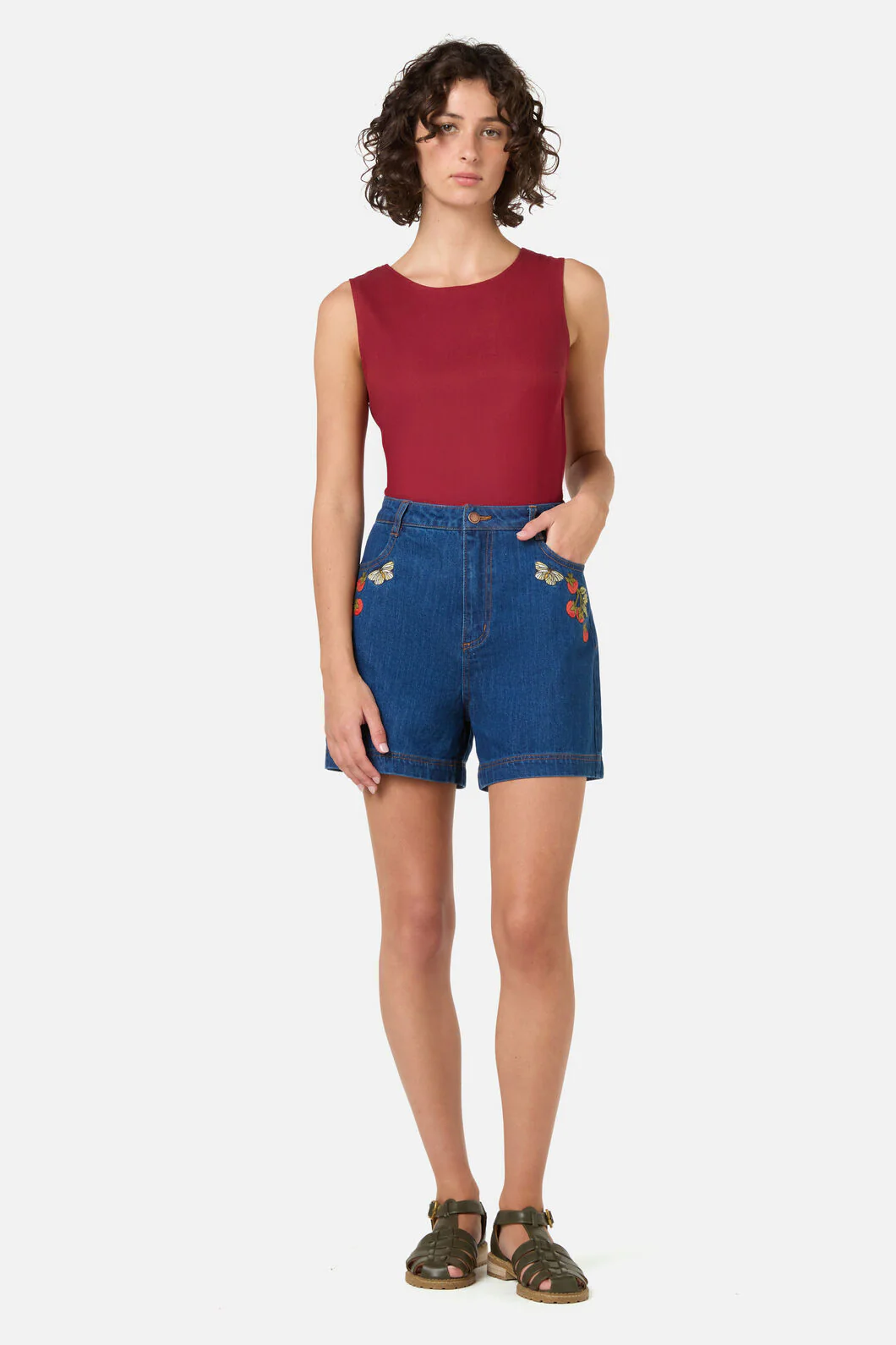 Tomatoes Embroidered Short