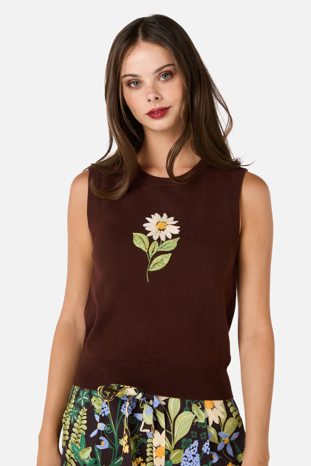 Daisy Embroidered Knit Vest - Image 2