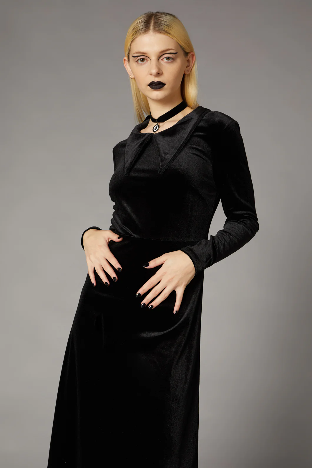 Velour Goth Maxi Dress - Image 6