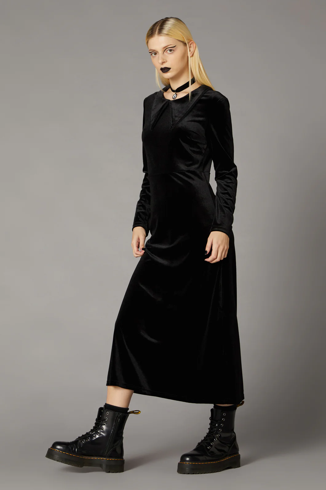 Velour Goth Maxi Dress - Image 8