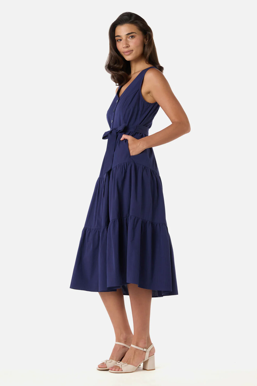 Viola Button Down Midi Dress - Image 3