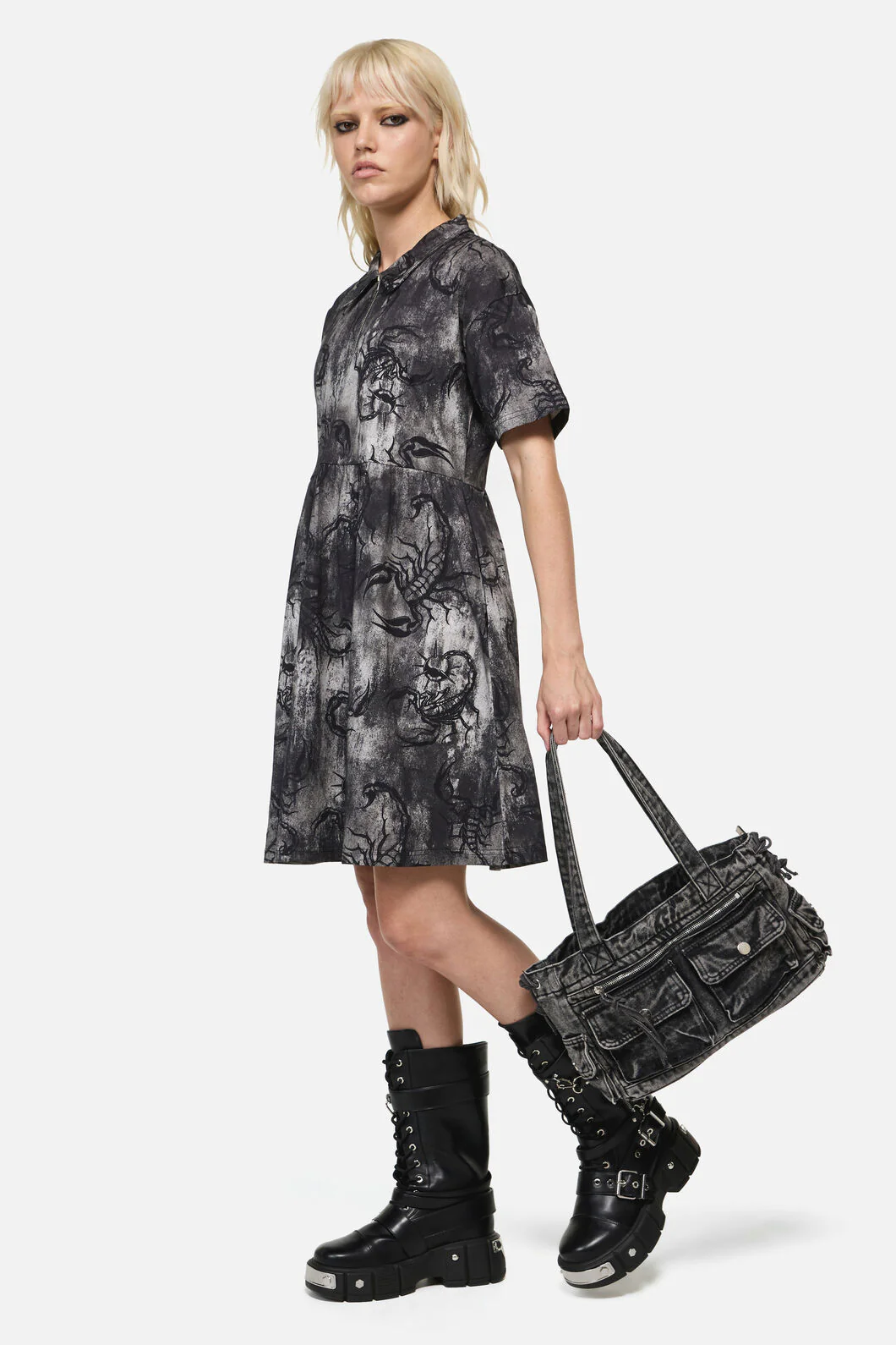 Washed Denim Shoulder Bag