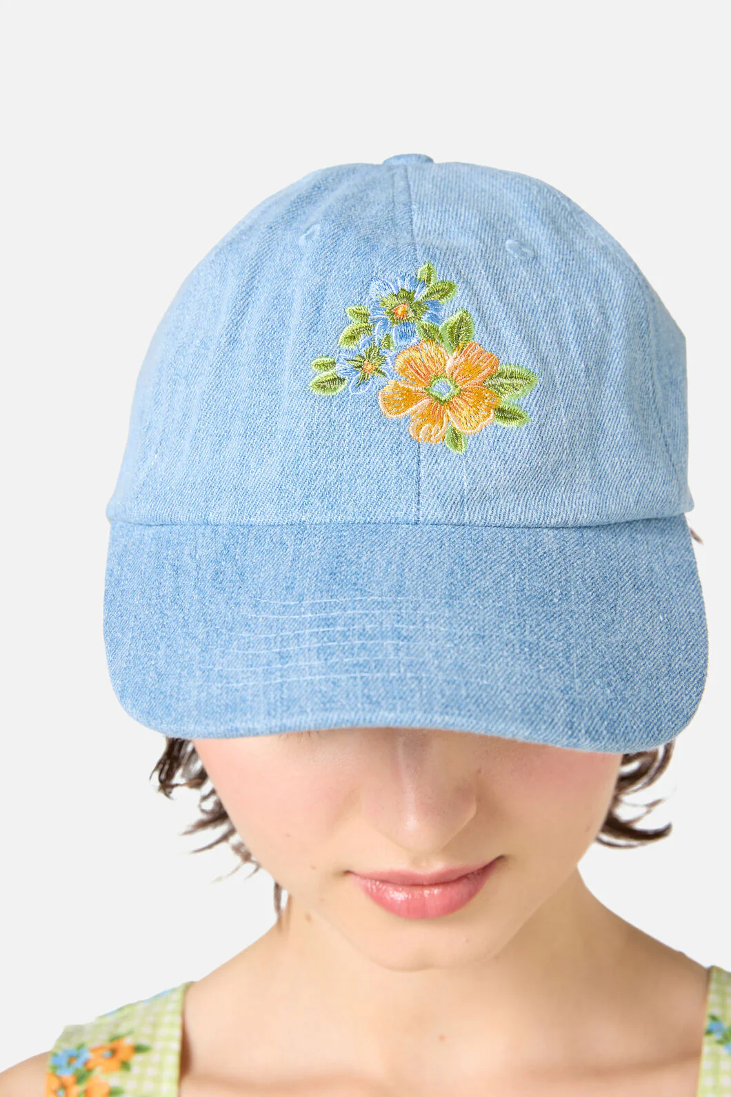 Washed Embroidered Floral Cap - Image 3