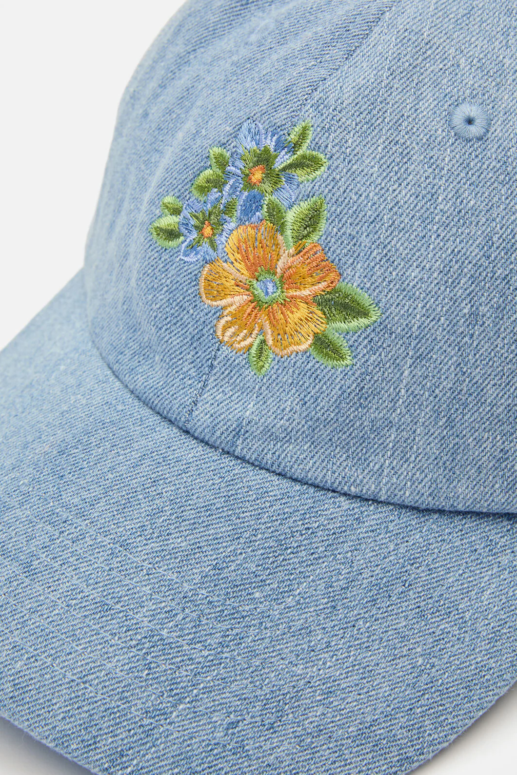 Washed Embroidered Floral Cap - Image 7
