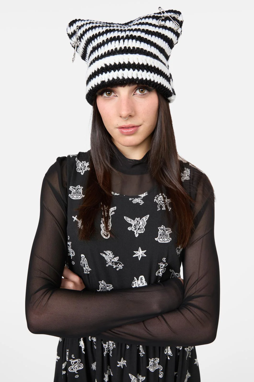 White Charming Stripe Beanie - Image 3