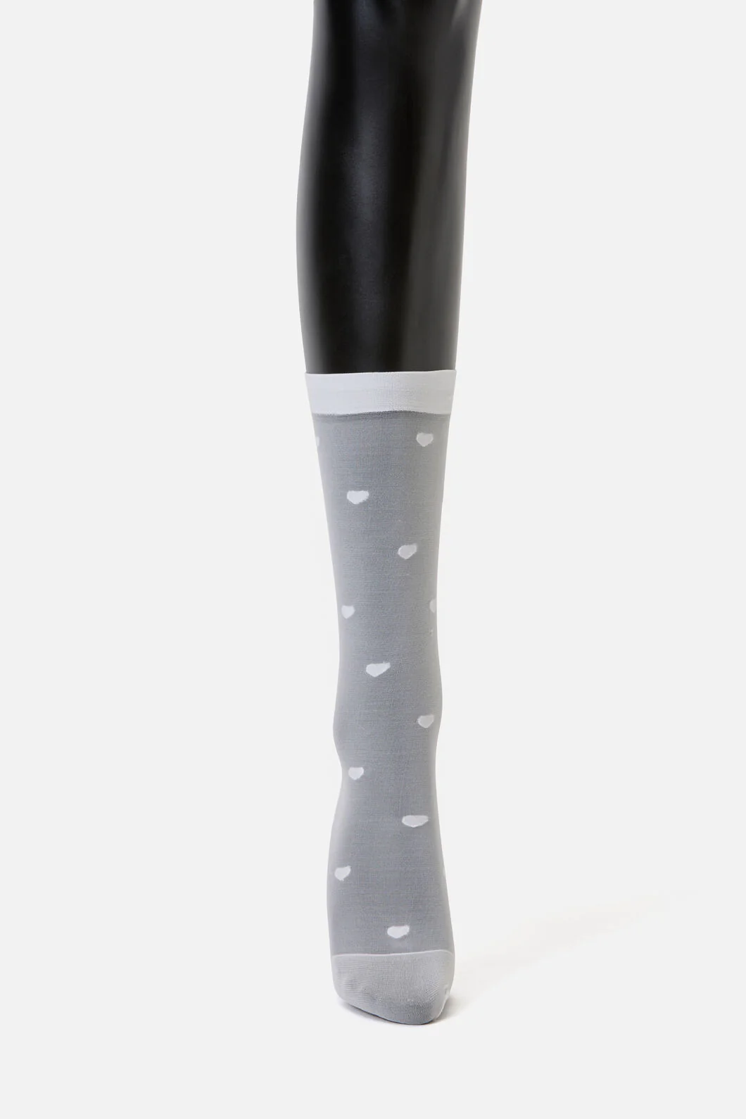 White Heart Mesh Long Socks