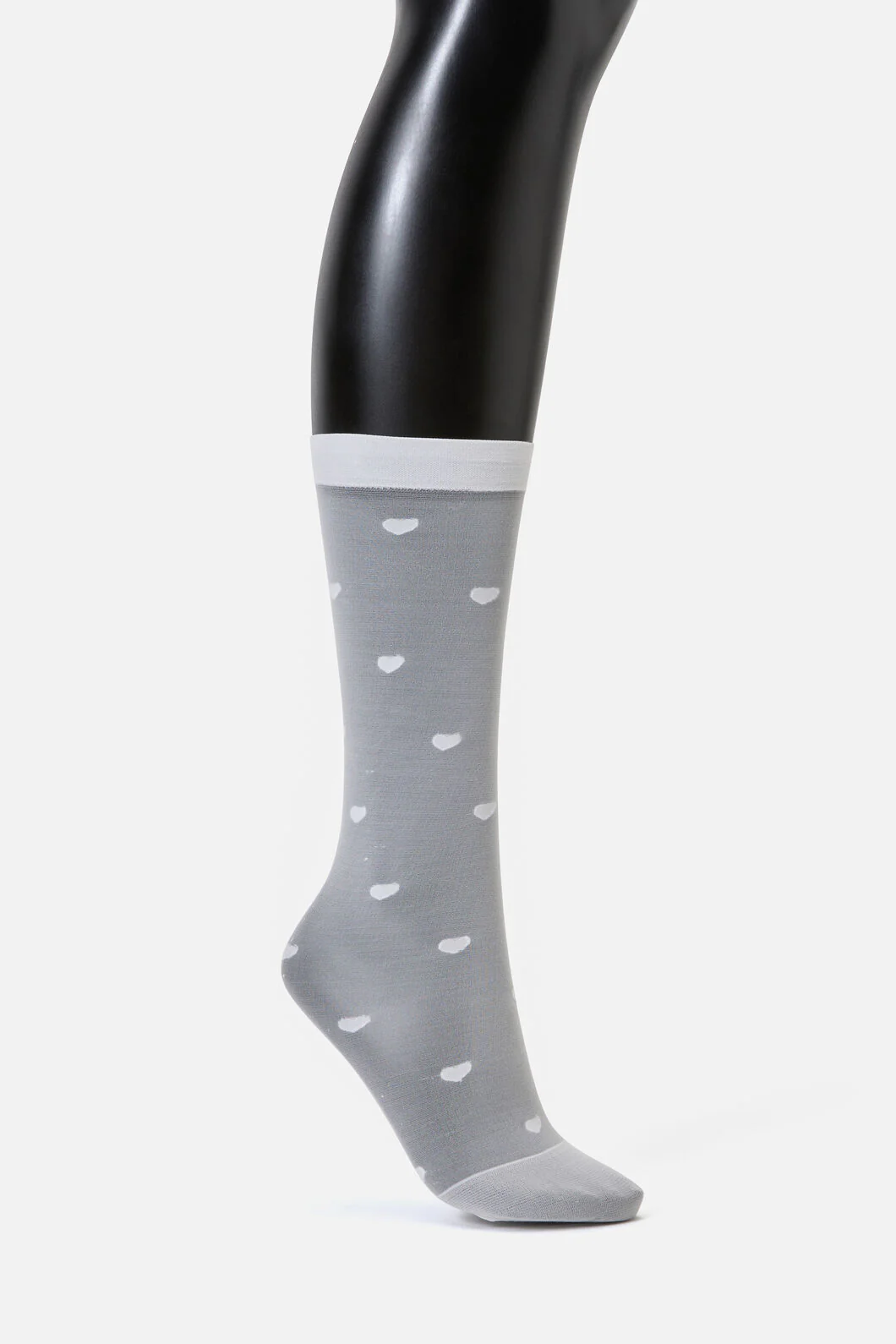 White Heart Mesh Long Socks - Image 2