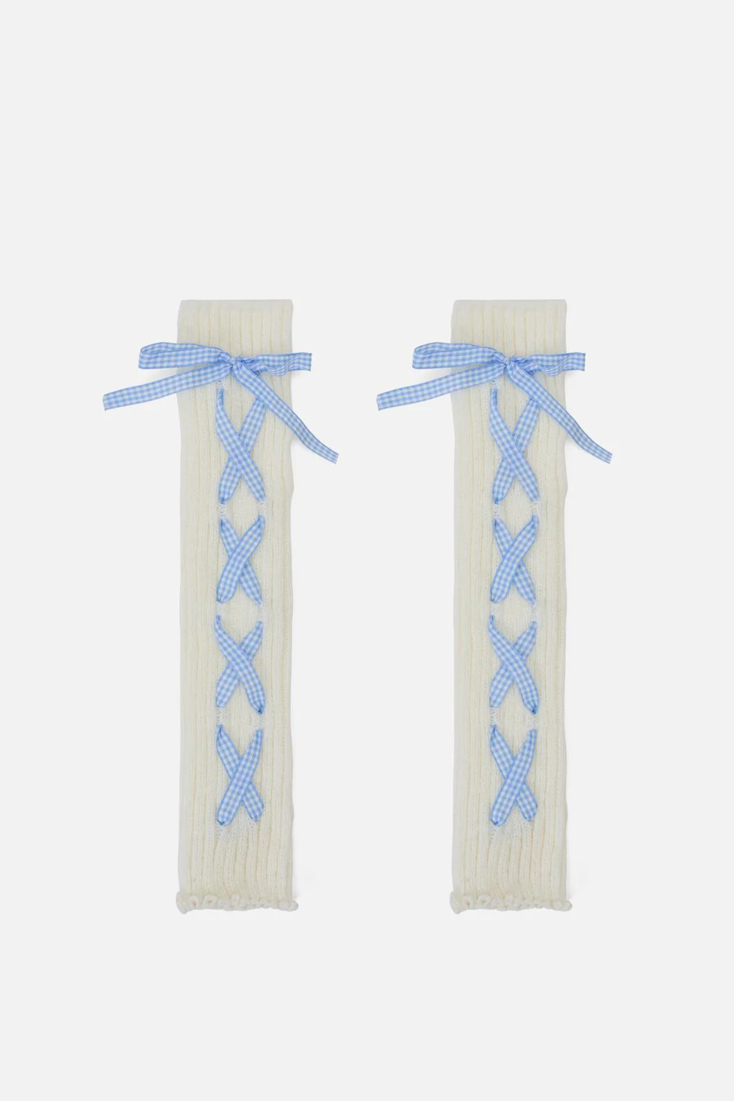 White Lace Up Leg Warmers - Image 4