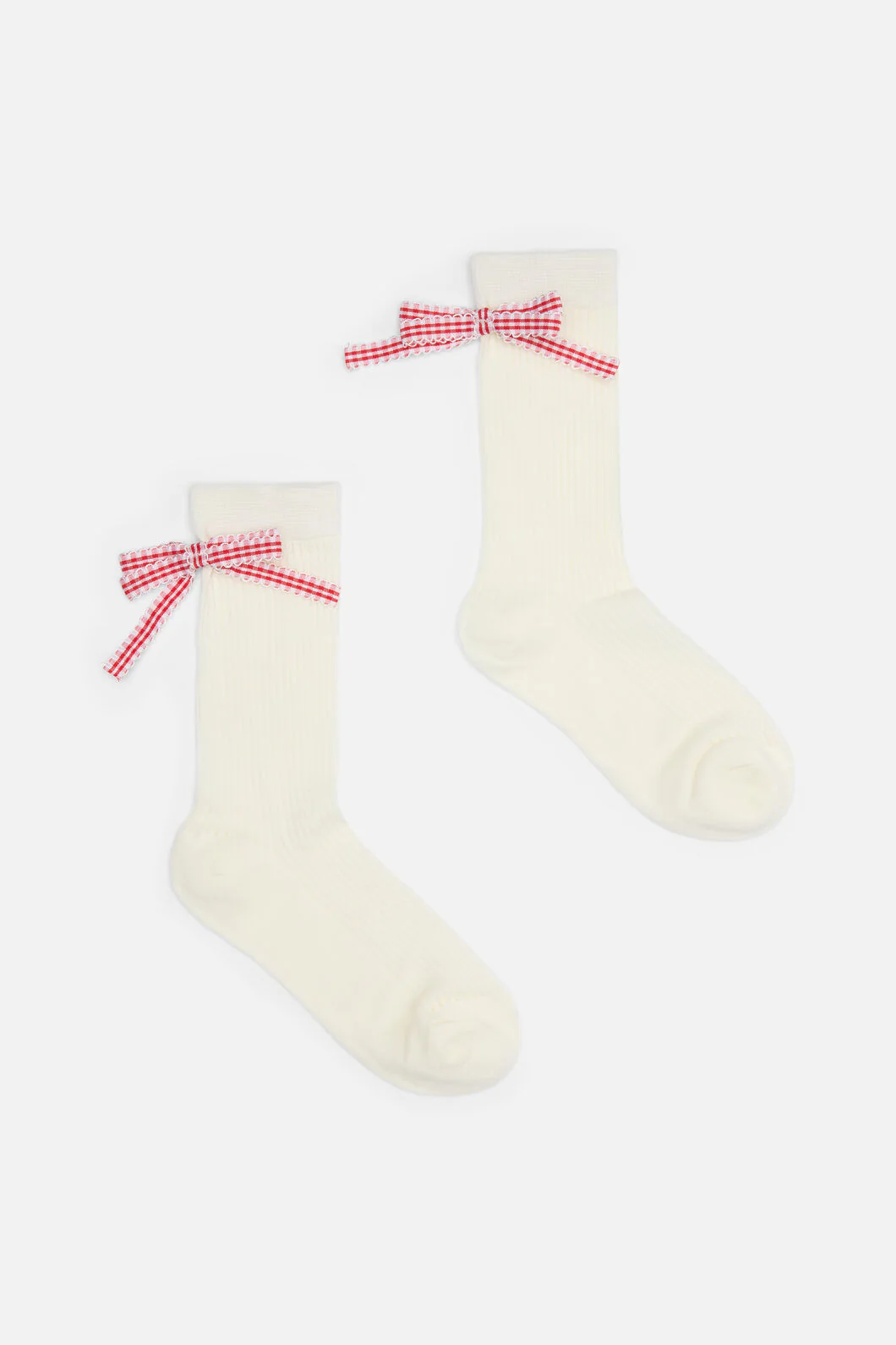 White Rib Socks with Bow