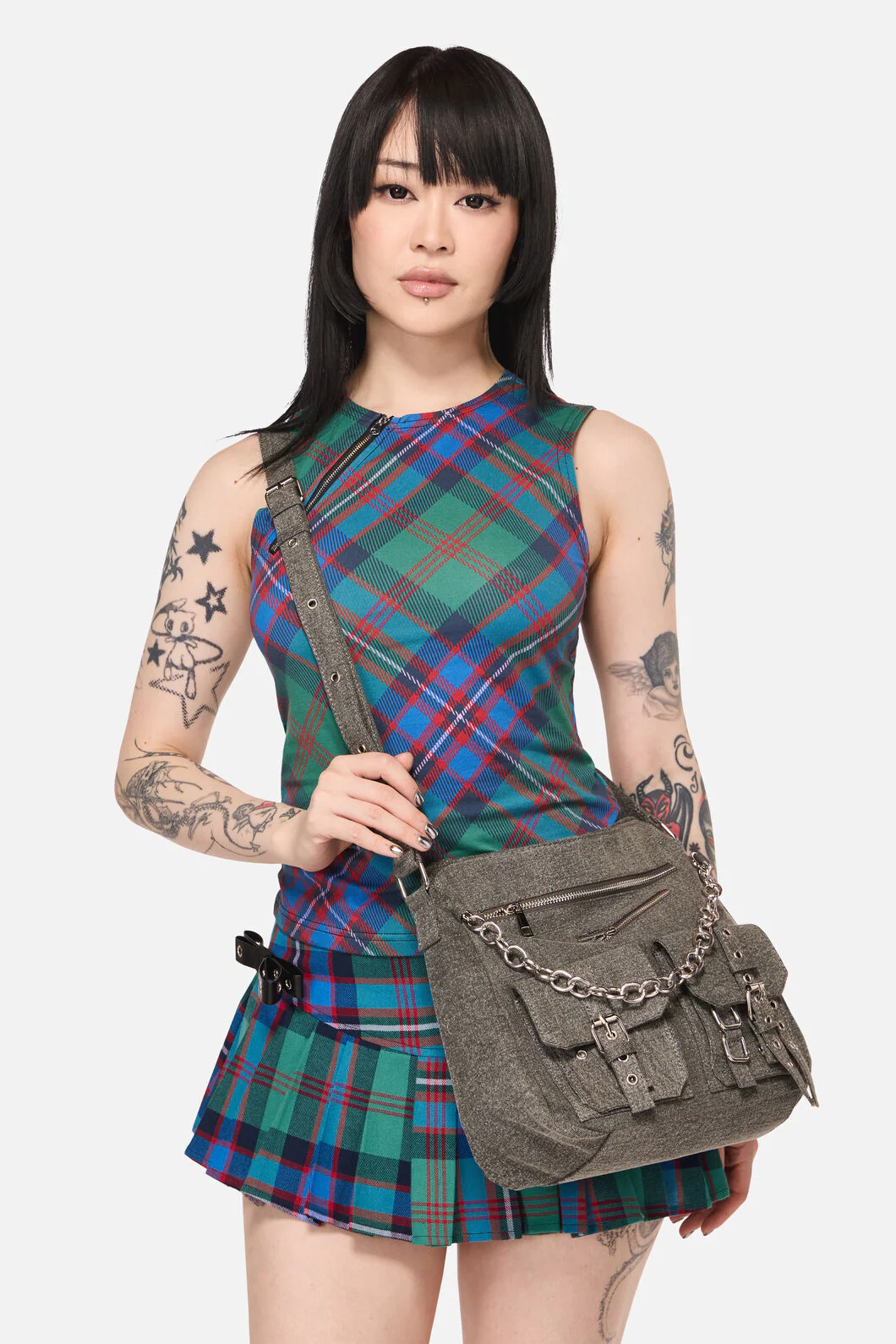 Worn Buckle & Chain Crossbody Bag
