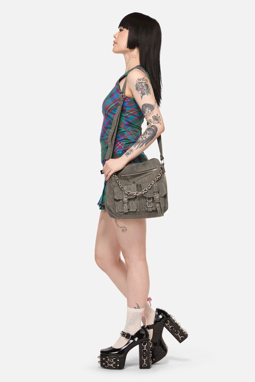 Worn Buckle & Chain Crossbody Bag - Image 3